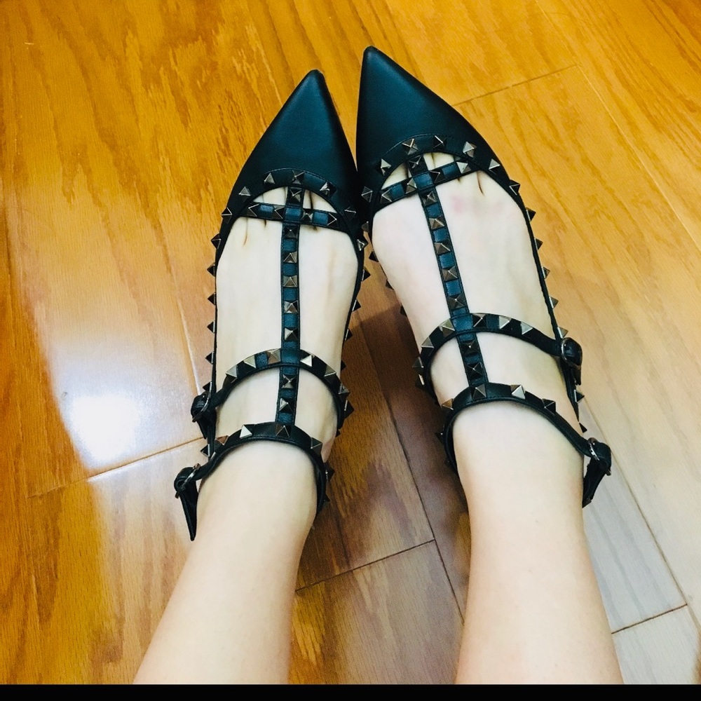 Auth Valentino Garavani Rockstud ballerina black